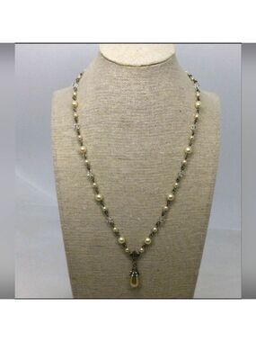 Sweet Romance Faux Pearl & Crystal Beads Necklace 18"